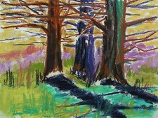 Original TREES Landscape Pastel Painting John Williams JMW art Impressionism