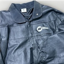 Miller Grain Leather Welding Jacket Men  s Medium  The Power of the Blue  EUC