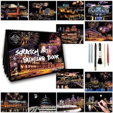 Scratch Art Book for Adults Teens - Scratch Art Kit with Stencils Tools, ...