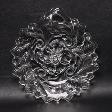 Indiana Glass Wild Rose Clear Nappy Bon Bon Dish Tray 6 1/2" Vintage