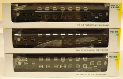 Trix 23464 65 & 66 DB Epoche III Prototyp Doppelstockwagen grün (HO) boxed