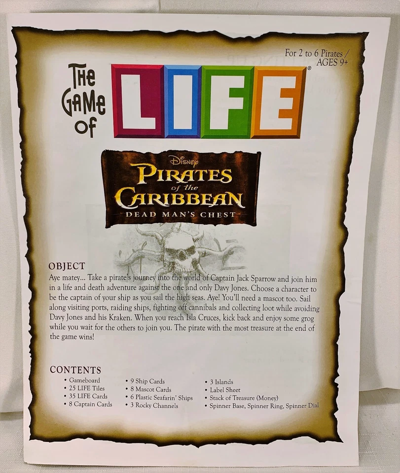 Game of Life: Pirates of the Caribbean Dead Man's Chest Milton Bradley Complete - Image 2 of 4