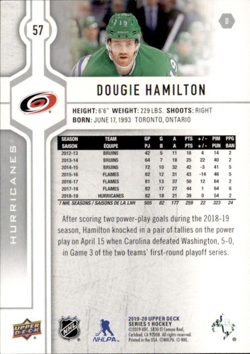 Cubierta superior 2019-20 - Dougie Hamilton #57 - Imagen 2 de 2