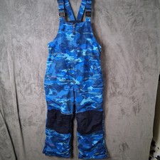 Lands End Kids Blue Camo Iron Knee Snow Bibs Grow-A-Long Size 8H Insulated