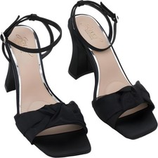 Badgley Mischka Fayola Ankle Strap Sandal Black Satin Womens 8
