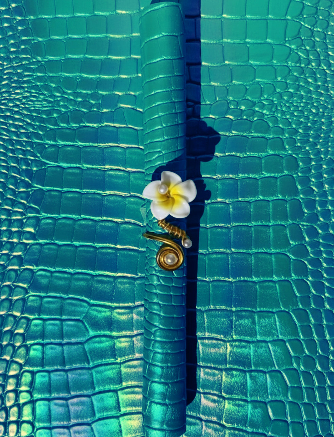 Gold Flower & Pearl Ring | Größenverstellbar & Wasserfest