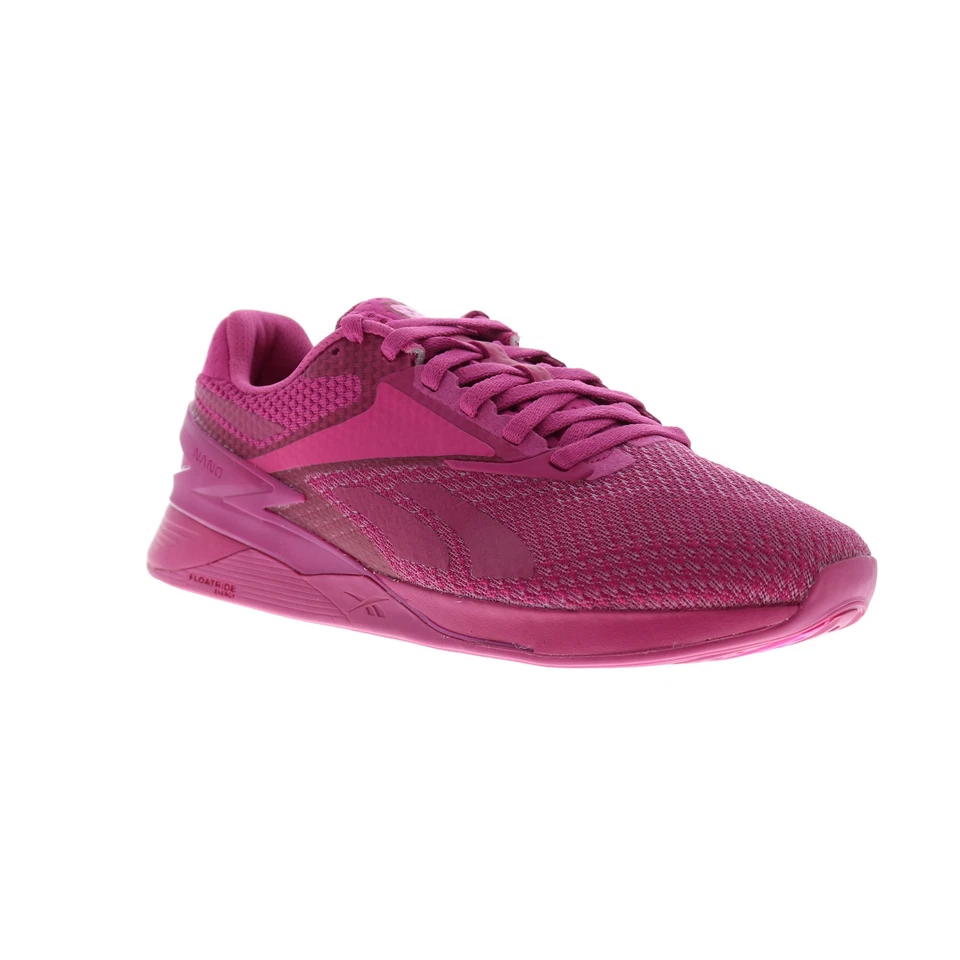 Zapatos deportivos de entrenamiento cruzado con cordones de lona rosa Reebok Nano X3 para mujer Foto 2 de 4