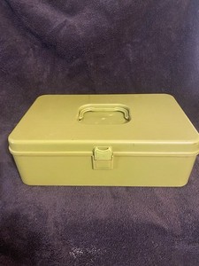 Vintage Wilson Wil-Hold Green Sewing Box 2 Tiers With Sewing Notions