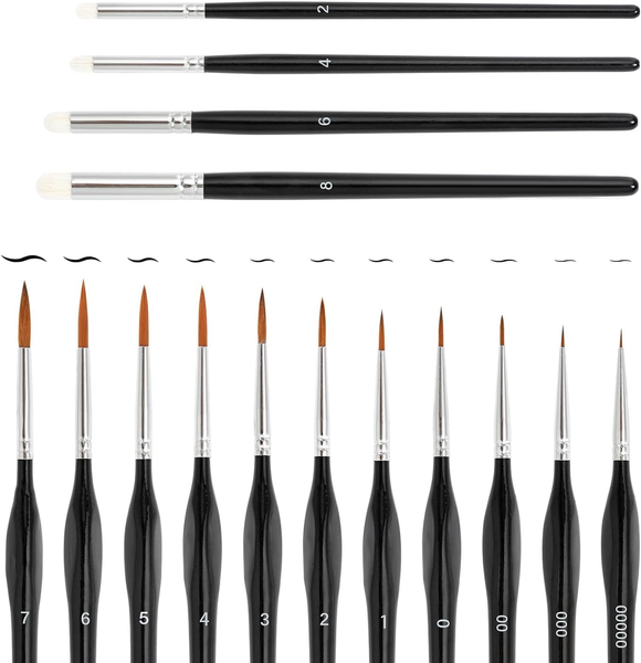 15 StüCk Pinsel Set Malen, Feine Detail Pinselset Acrylfarben Mit Drybrush FüR A-image