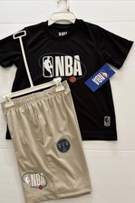 NBA Boys 2 Piece Black/Sand Short Set Size 14/16 Brand New   