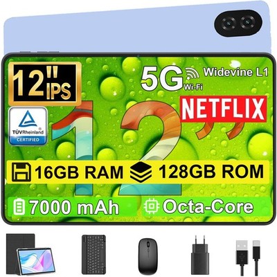 2026 Tablet 12 Zoll 22GB RAM+256GB ROM Android 15 8 Core 5G+2.4G WiFi 5MP+8MP