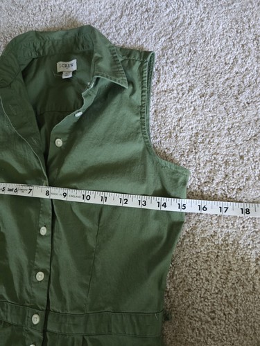 J. Crew Womens Size 00 Green Belted Cotton Dress ,Sleeveless - Picture 8 of 9