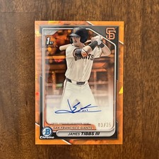 2024 Bowman Chrome Draft Sapphire James Tibbs III ORANGE AUTO /25 RC HOT! 🔥
