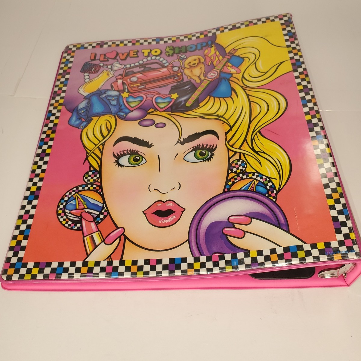 Vintage Lisa Frank Binder I Love To Shop Girl Porsche 90s Y2K