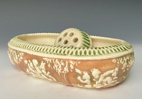 Roseville Pottery Donatello Flower Frog & Ikebana Vase Shallow Bowl Bulb Planter - Picture 2 of 14