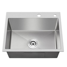 MENATT 20" Drop-In Single Bowl Kitchen Sink 304 D20" x W16" x H9", Brushed