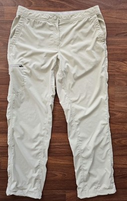 L.L.Bean Nylon Stretch Khaki Pants 10 Lightweight Zip Pockets Corded Ankles