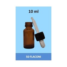 Stock 50 Flaconi in Vetro Scuro da 10 ml con Tappo Contagocce