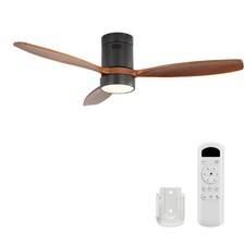 Farmhouse Flush Mount Ceiling Fan Light Kit With Remote Indoor Outdoor Patio Fan