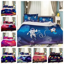 3D Space Planet Rocket Astronaut Cartoon Quilt Cover Duvet Cover Comforter set