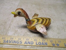 Vintage Tin Litho Friction Toy Duck - Japan  Works 5" Metal