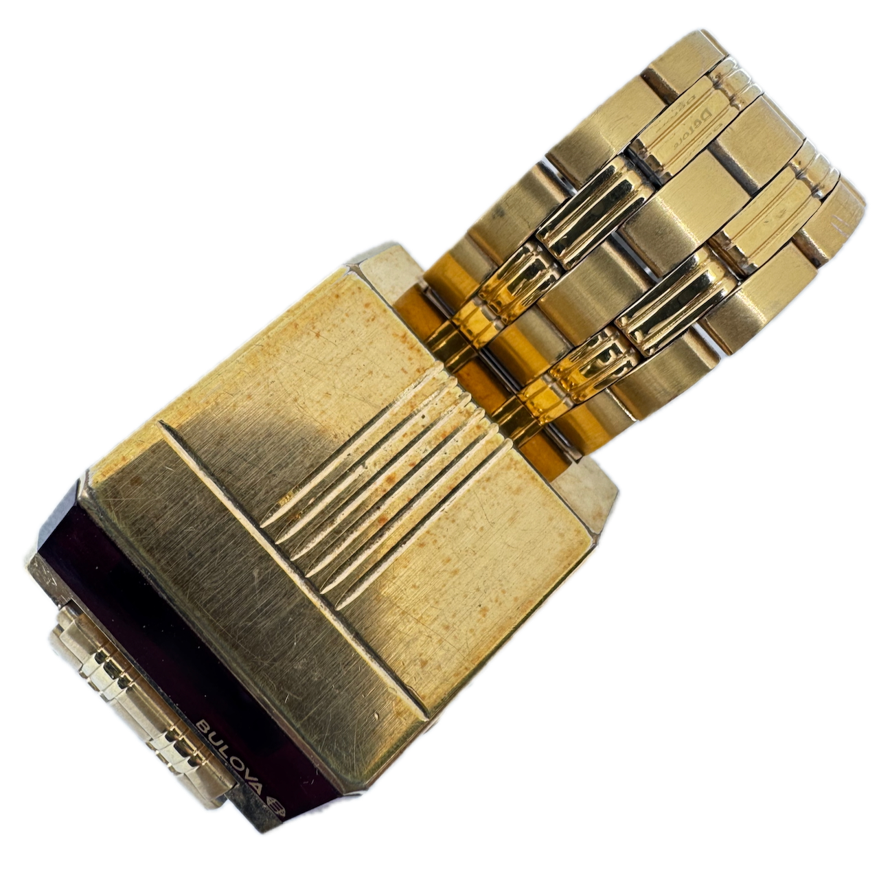 Vintage 1976 Bulova Computron Mens Gold Tone Digital LED Watch USA