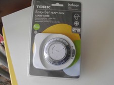 TORK INDOOR TIMER EASY-SET-LIGHTING HEAVY DUTY 15AMP 2 PLUG INS NEW UNOPENED.