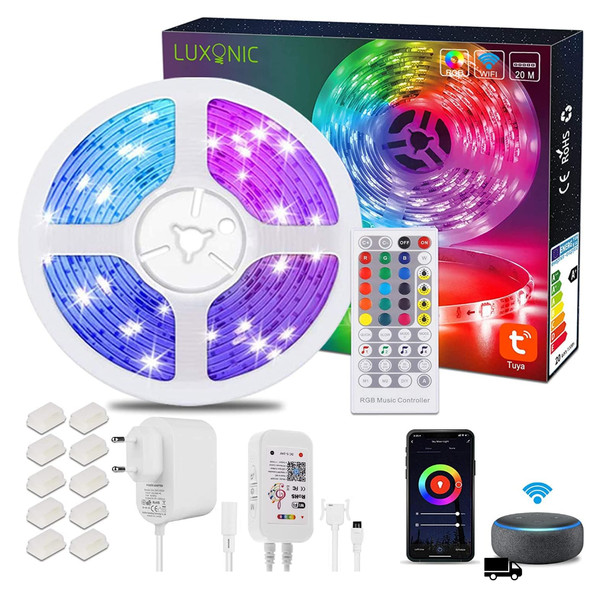 Wifi Led Streifen 20M Rgb Farbwechsel App Steuerung Alexa Google Assistant-image