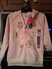 Disney Princess Character Kids Pink Hooded Kids Zip Up Jacket L 10