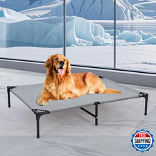 42'' Outdoor Elevated Dog Bed with Six Support Feet, Chew-Proof Raised Dogs Bed,