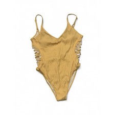 Victoria's Secret PINK Butter Yellow Ribbed One Piece Swimsuit Women's Large