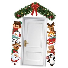 Christmas Front Porch Decorations, 3 Pcs Christmas Door Banner with Santa