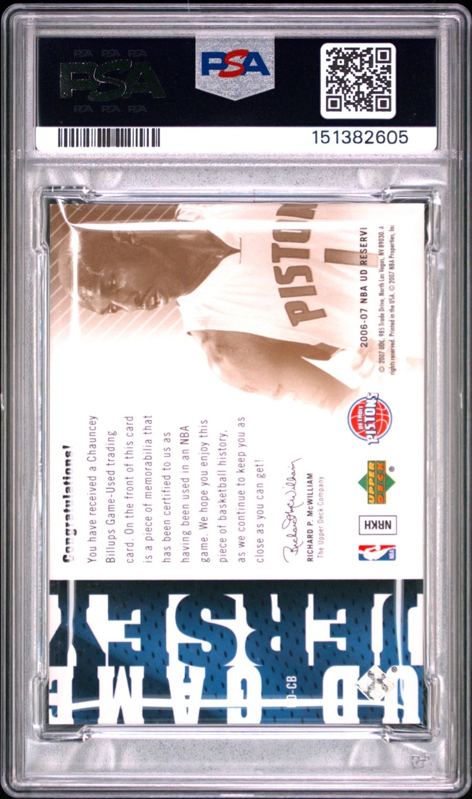  UD Game Jersey Chauncey Billups #UD-CB (MEM), 2006-2007, Red Patch