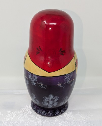 Vintage TEN Russian NESTING DOLLS Blond & Redheads Purple - Picture 6 of 24