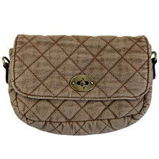 Patricia Nash Quilted Denim Bonny Crossbody Biscuit Tan Purse NO STRAP Purse