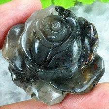 V13005 38x35x6mm Natural Africa Bloodstone Carved Flower Pendant Bead