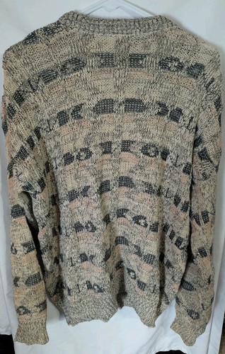 Vintage 1989 SATURDAYS Knit Geometric Button Up Cardigan Sweater Mens L  - Picture 6 of 8