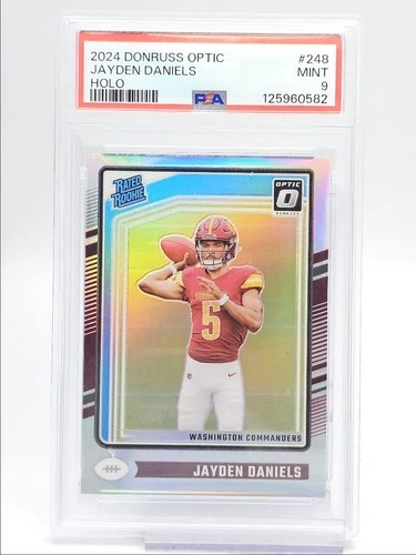JAYDEN DANIELS 2024 DONRUSS OPTIC RATED ROOKIE HOLO PRIZM RC PSA 9 Q0004