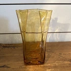 Blenko Glass 8813 Amber Paper Bag Vase 8 5/8 Inch USA- Handblown