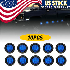 10x Round 34 Side Marker Led Lights Bullet Clearance Truck Trailer Light Blue
