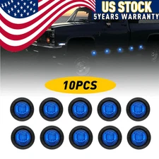 10X Round 3/4'' Side Marker LED Lights Bullet Clearance Truck Trailer Light Blue