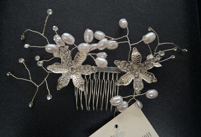 Vintage handgefertigter Haarkamm Kristall Diamant Perlen Braut Hochzeit Abschlussball neu mit Etikett