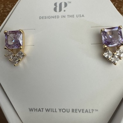 NEW BOMB PARTY OG EARRINGS ER42183 THE GOGO EARRINGS LAVENDER TOPAZ CZ GOLD