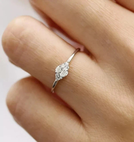 Real Moissanite 2.50Ct Round Cut Women's Engagement Ring 14K White Gold Plated - Picture 2 of 6