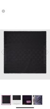 Gucci Auth Monogram Black Gray GG Web 100 Wool Scarf Wrap Shawl 20" x 70"