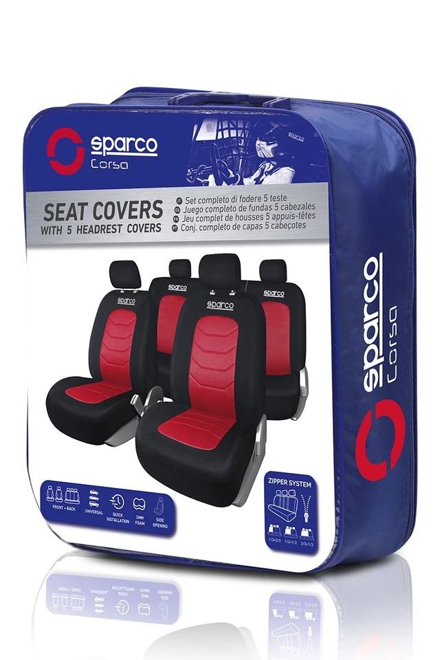 SPARCO S-LINE Cubreasiento Kit Poliéster negro Rojo - Imagen 3 de 4