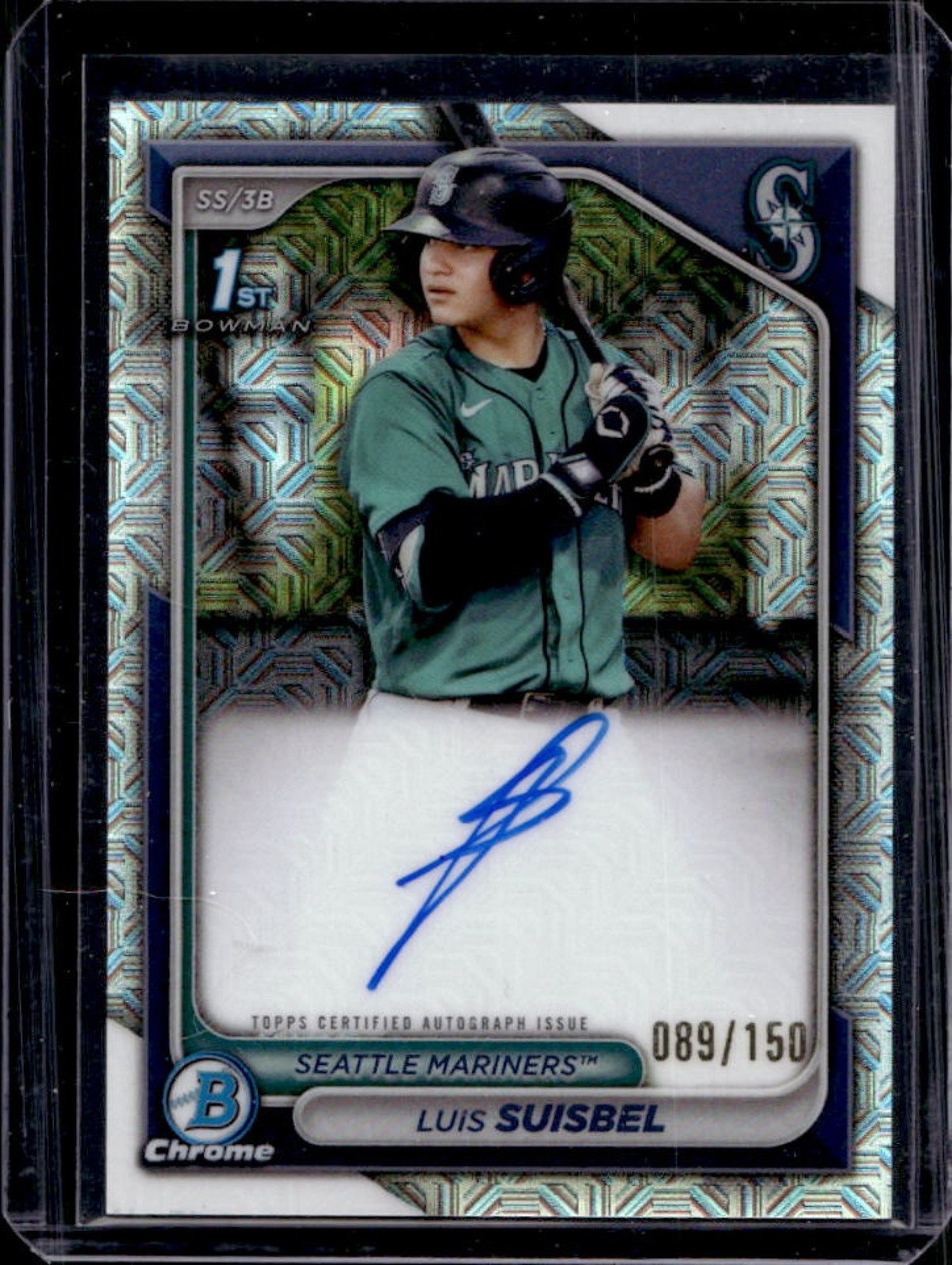 2024 Bowman Chrome Luis Suisbel Auto HTA Choice Refractor 1st Prospect #89/150