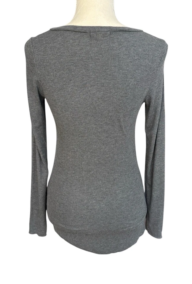 Revolve LNA длинным рукавом ребристый верхний женский размер XS V-образным вырезом темно серый резинке мягкий - Изображение 4 из 4