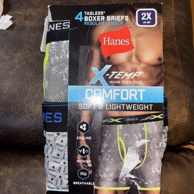 New 2x Hanes 4 Pack Temp Control Cool Comfort Boxer Brief Underwear