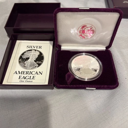 1989-S $1 Proof American Silver Eagle in Box w/ COA